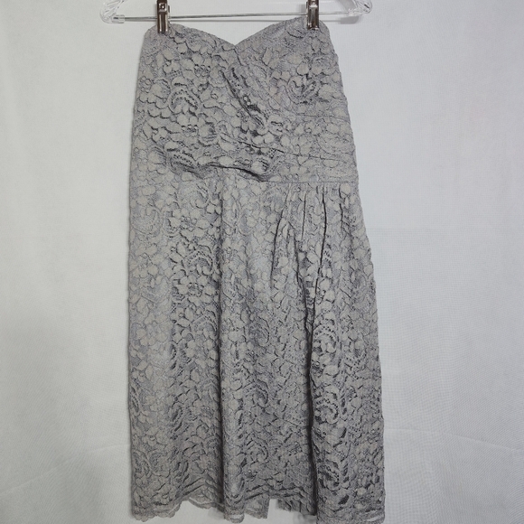 Elegant Gray Lace Strapless Sz 14 Dress By David's Bridal - Picture 5 of 6